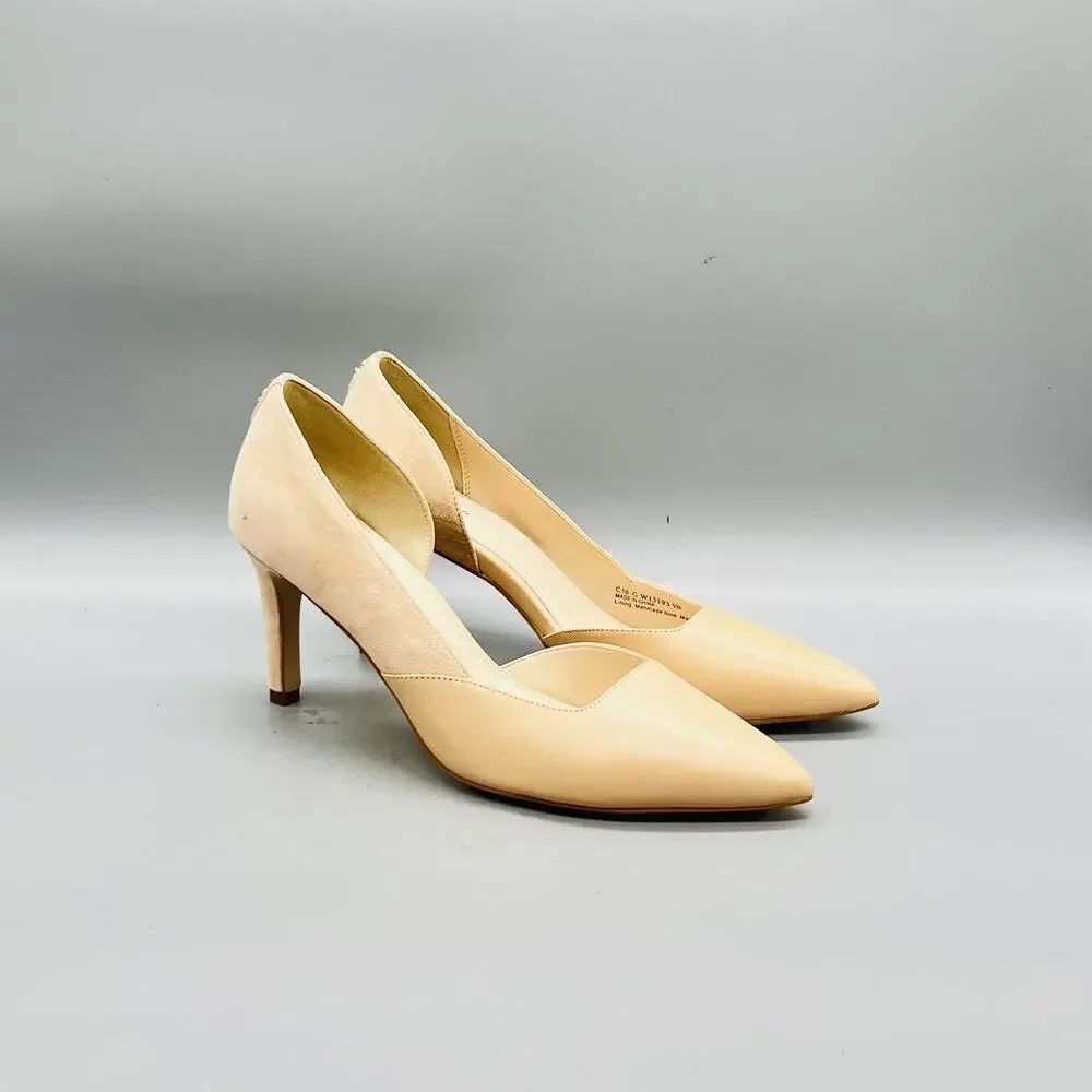 Cole Haan Shoes Womens 9 Beige Leather Suede Colorblock Pumps Pointed Toe Heels